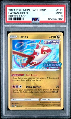 2021 POKEMON SWSH BLACK STAR PROMO PRERELEASE #171 LATIAS-HOLO PSA 9 - Image 1