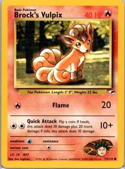 Pokemon TCG Brocks Vulpix 73/132 Gym Heroes MP - Image 1