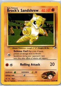 Pokemon TCG Brocks Sandshrew 71/132 Gym Heroes MP - Image 1