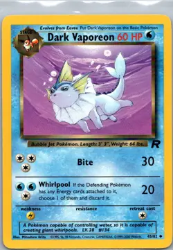 Pokemon TCG Dark Vaporeon 45/82 Team Rocket LP - Image 1