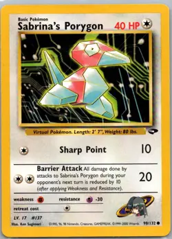 Pokemon TCG Sabrinas Porygon 98/132 Gym Challenge LP - Image 1