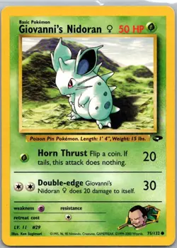 Pokemon TCG Giovannis Nidoran 75/132 Gym Challenge LP - Image 1