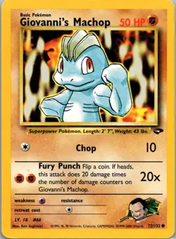 Pokemon TCG Giovannis Machop 72/132 Gym Challenge NM - Image 1
