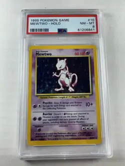 1999 Pokemon TCG Base Set Mewtwo Holo 10/103 PSA 8 NM-MT - Image 1
