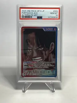 ONE PIECE OP13 Portgas D Ace Alt Art #002 PSA 10 GEM MINT Japanese - Image 1