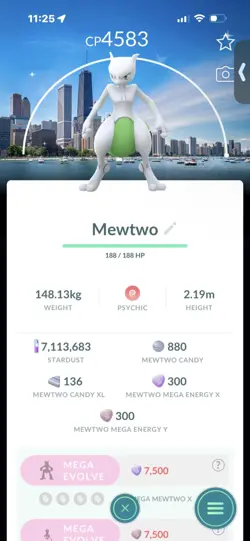 Pokemon Go Shiny Legendary Mewtwo ( Chicago Background) ( MAX CP ) - Image 1
