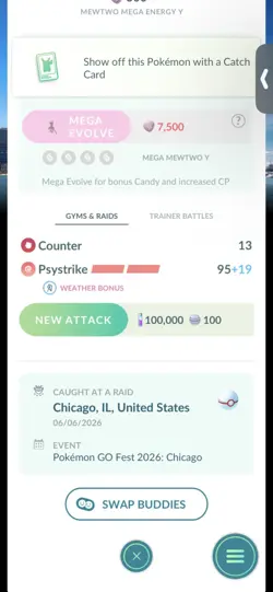 Pokemon Go Shiny Legendary Mewtwo ( Chicago Background) ( MAX CP ) - Image 2