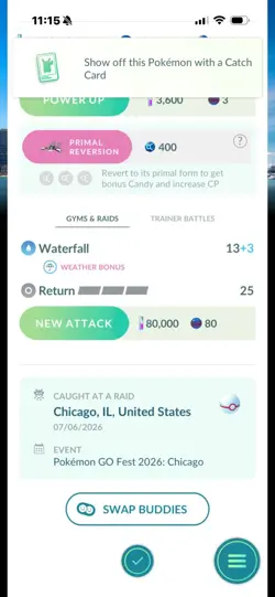Pokemon Go Shiny Legendary Kyogre ( Purified )( Chicago Background) - Image 2