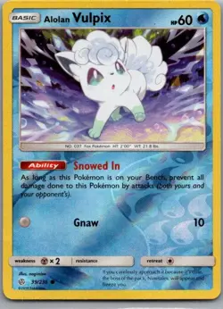 Alolan Vulpix 39/236 Common Cosmic Eclipse Pokemon Reverse Holo Near Mint - Image 1
