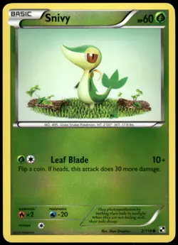 Snivy 2/114 Black & White Reverse Holo Common LP Pokemon 2011 - Image 1