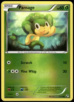 Pansage 7/114 Black & White Reverse Holo Common LP Pokemon 2011 - Image 1