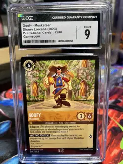 GOOFY MUSKETEER 12/P1 2023 GAMESCOM PROMO DISNEY LORCANA CGC 9 - Image 1