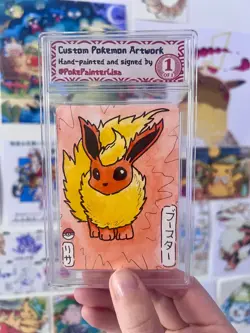 Flareon ORIGINAL Watercolour Painted Pokemon Card - Image 1