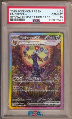2025 POKEMON PRISMATIC EVOLUTIONS SIR UMBREON EX 161/131 PSA 10!! - Image 1