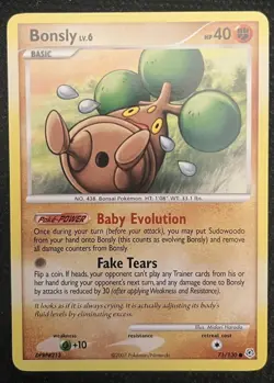 Pokemon TCG Bonsly 71/130 Diamond & Pearl - NM - Image 1