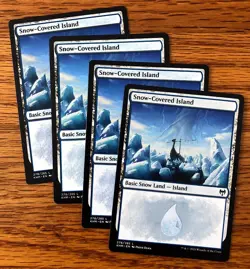 MTG 4x Snow-Covered Island x4 - Kaldheim, English - Image 1