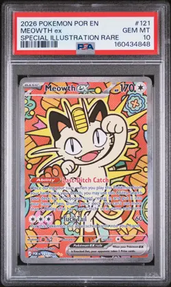 2026 POKEMON POR EN-PERFECT ORDER SPECIAL ILLUSTRATION RARE MEOWTH EX PSA 10 - Image 1