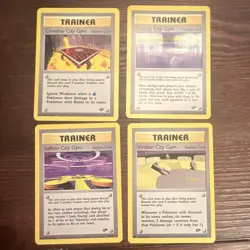 Nintendo Pokemon TCG Gym Heroes Trainer Stadium 4-Card Lot Cinnabar/Fuchsia - Image 1
