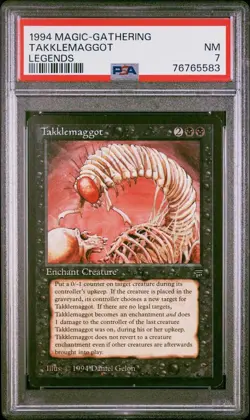 1994 Magic the Gathering TAKKLEMAGGOT Legends English NM PSA 7 MTG - Image 1
