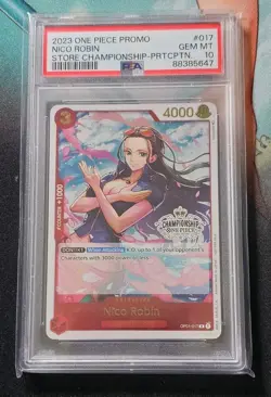 2023 ONE PIECE PROMOS STORE CHAMP-PARTICIPATION #017 NICO ROBIN PSA 10 - Image 1