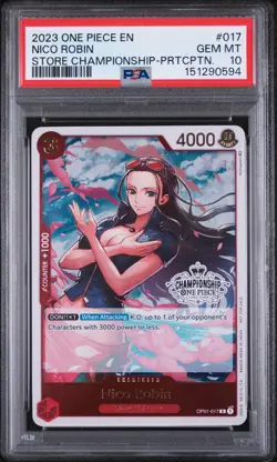 2023 ONE PIECE PROMOS STORE CHAMPIONSHIP-PARTICIPATION #017 NICO ROBIN PSA 10 - Image 1