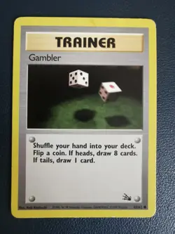 Pokemon Trainer Card Gambler 60/62 Fossil Common WOTC - Image 1