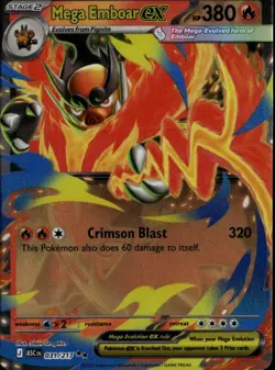 Mega Emboar ex Double Rare ME: Ascended Heroes 031/217 Fire Holo Pokemon Card - Image 1