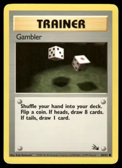 Pokemon Cards Gambler 60/62 Unlimited Fossil WOTC Common NM - Image 1