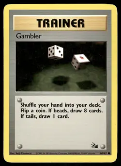 Pokemon Cards Gambler 60/62 Unlimited Fossil Common MP *2 - Image 1