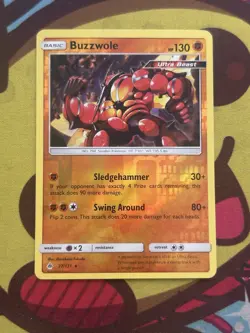 Pokemon Buzzwole 77/131 - Reverse Holo - SM Forbidden Light - Excellent - Image 1