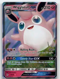 WIGGLYTUFF GX 42/68 GX RARE HIDDEN FATES POKEMON NEAR MINT - Image 2