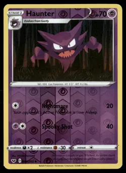 Haunter 084/202 Uncommon Sword & Shield Pokemon Reverse Holo Near Mint - Image 1