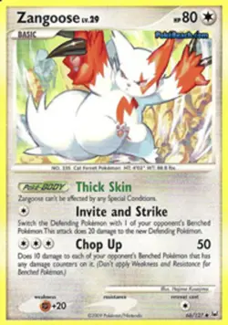 Pokemon - Zangoose - 66/127 - Uncommon - Platinum - NM - Image 1
