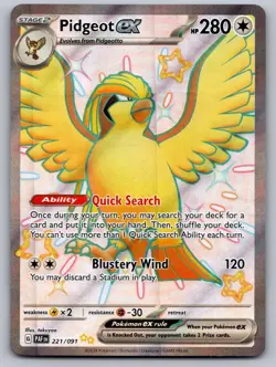 Pidgeot ex 221/091 Shiny Ultra Rare Paldean Fates Pokemon Holo Near Mint - Image 1