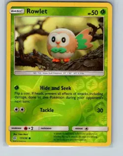 Rowlet 17/236 Common Cosmic Eclipse Pokemon Reverse Holo Near Mint - Image 1