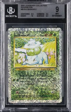 2002 POKEMON LEGENDARY COLLECTION #68 BULBASAUR-REVERSE FOIL BGS 9 - Image 1