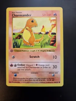 Pokemon Charmander Base Set Shadowless 1st Edition Basic Common 46/102 50 HP - Image 1