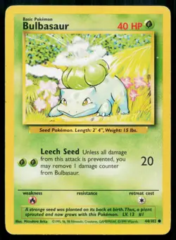 Bulbasaur 44/102 C Base Set Unlimited Pokemon HP - Image 1