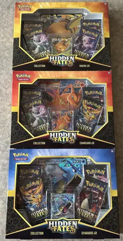 Lot Of 3 Sealed Pokemon Hidden Fates GX Collection Boxes - Set - Image 1