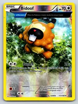 Bidoof 117/160 Uncommon Primal Clash Pokemon Reverse Holo Moderately Played - Image 1