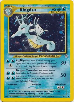 Pokemon TCG Neo Genesis Unlimited 8/111 Kingdra Holo Rare LP - Image 1