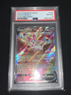 Sylveon V • 184/203 • Evolving Skies SWSH • Full Alt Art • Pokemon TCG • PSA 8 - Image 1