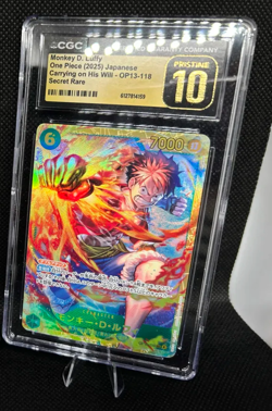 CGC Pristine 10 Monkey D Luffy OP13-118 Secret Rare Japanese - Image 1