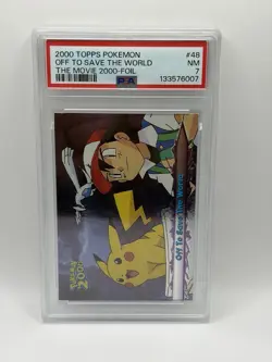 Lugia -Off To Save The World Topps Movie 2000 FOIL Pokemon Card #48-PSA 7- POP 5 - Image 1