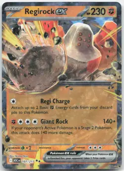 Regirock ex 107/217 Double Rare Ascended Heroes Pokemon Near Mint - Image 1