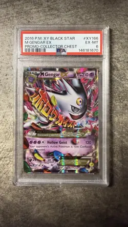 Pokemon M Gengar EX Mega Black Star Promos Holo Rare Card XY166 PSA 6 - Image 1