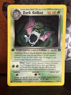 DARK GOLBAT 1999 POKEMON ORIGINAL FOSSIL 1ST EDITION RARE HOLO 7/82 SWIRL 🌀🌀🌀 - Image 1