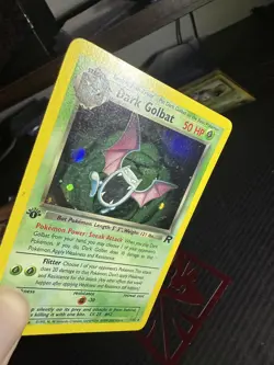 DARK GOLBAT 1999 POKEMON ORIGINAL FOSSIL 1ST EDITION RARE HOLO 7/82 SWIRL 🌀🌀🌀 - Image 2