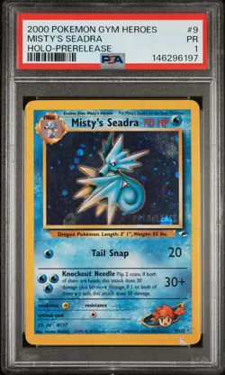 2000 POKEMON GYM HEROES HOLO-PRERELEASE #9 MISTY'S SEADRA PSA 1 - Image 1