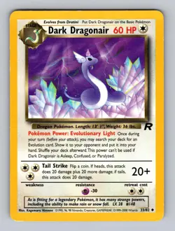 Dark Dragonair 33/82 Uncommon Team Rocket Pokemon Unlimited Moderately Played - Image 1